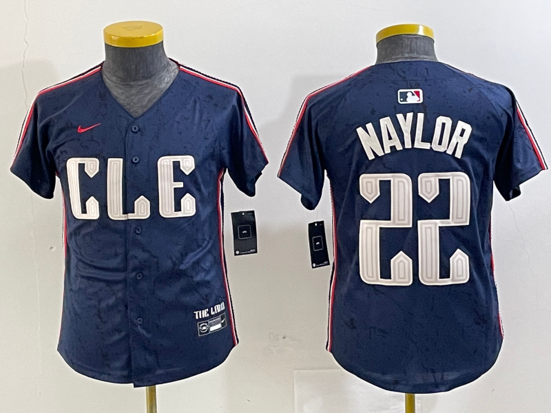 Youth Cleveland Guardians #22 Josh Naylor Navy 2024 City Connect Limited Stitched Jersey