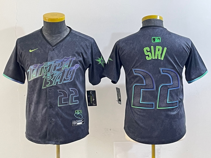 Youth Tampa Bay Rays #22 Jose Siri Charcoal 2024 City Connect Limited Stitched Jersey