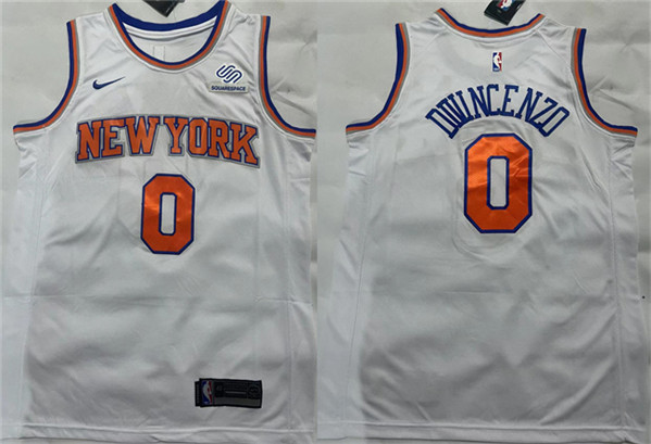 Men's New York Knicks #0 Donte DiVincenzo White Stitched Basketball Jersey