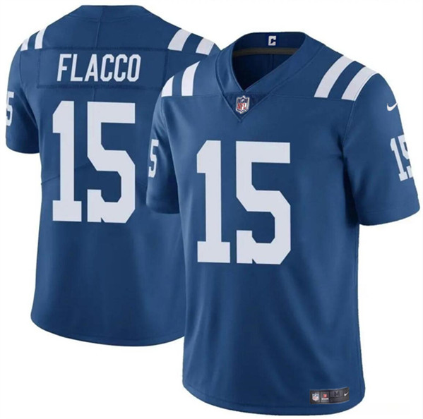 Men's Indianapolis Colts #15 Joe Flacco Blue Vapor Limited Football Stitched Jersey