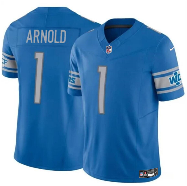 Men's Detroit Lions #1 Terrion Arnold Blue 2024 Draft F.U.S.E. Vapor Untouchable Limited Football Stitched Jersey