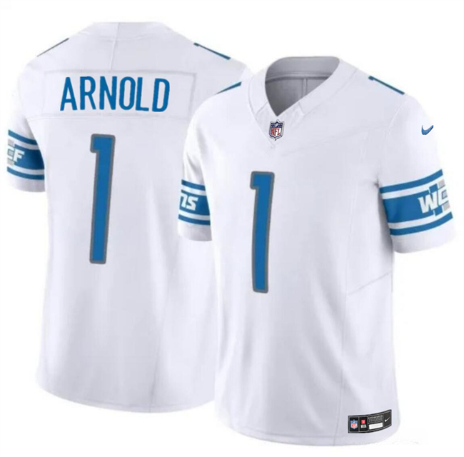 Men's Detroit Lions #1 Terrion Arnold White 2024 Draft F.U.S.E. Vapor Untouchable Limited Football Stitched Jersey