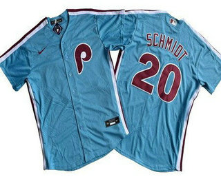 Men's Philadelphia Phillies #20 Mike Schmidt Light Blue Cool Base Jersey