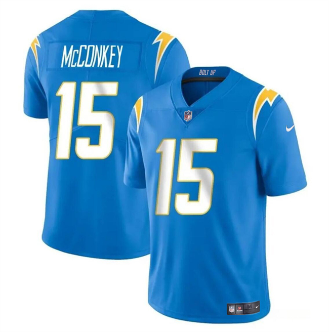 Youth Los Angeles Chargers #15 Ladd McConkey Light Blue 2024 Draft Vapor Limited Football Stitched Jersey