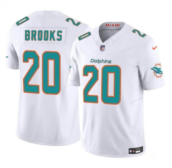 Youth Miami Dolphins #20 Jordyn Brooks White 2024 F.U.S.E. Vapor Limited Football Stitched Jersey