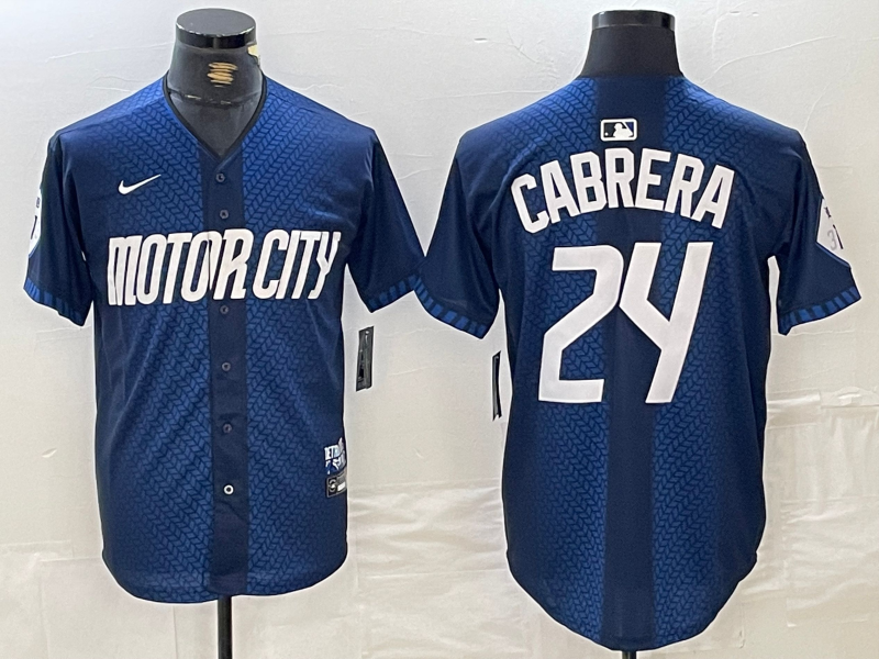 Men's Detroit Tigers #24 Miguel Cabrera Navy 2024 City Connect Cool Base Limited Stitched Jersey