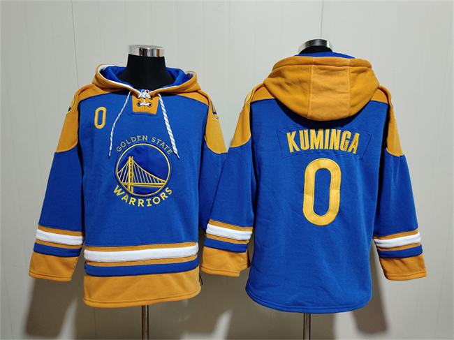 Men's Golden State Warriors #0 J. Kuminga Blue Yellow Lace-Up Pullover Hoodie