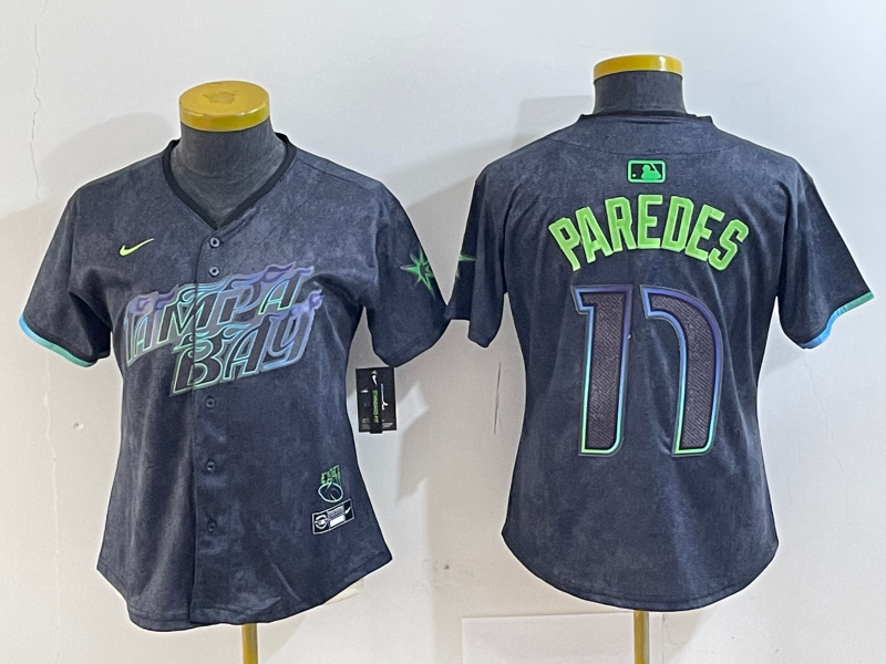 Women's Tampa Bay Rays #17 Isaac Paredes Charcoal 2024 City Connect Limited Cool Base Jersey