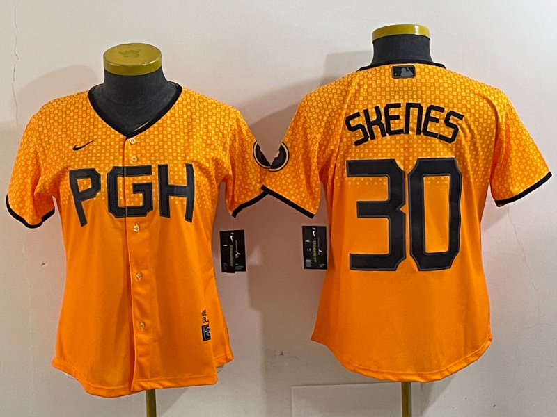 Women's Pittsburgh Pirates #30 Paul Skenes Yellow 2023 City Connect Stitched Jersey