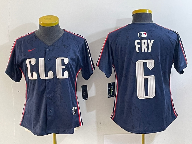 Women's Cleveland Guardians #6 David Fry Navy 2024 City Connect Limited Stitched Jersey