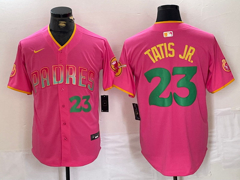 Men's San Diego Padres #23 Fernando Tatis Jr. Pink Cool Base Stitched Baseball Jerseys