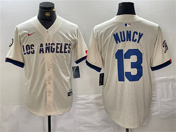 Men's Los Angeles Dodgers #13 Max Muncy Cream Stitched Baseball Jersey