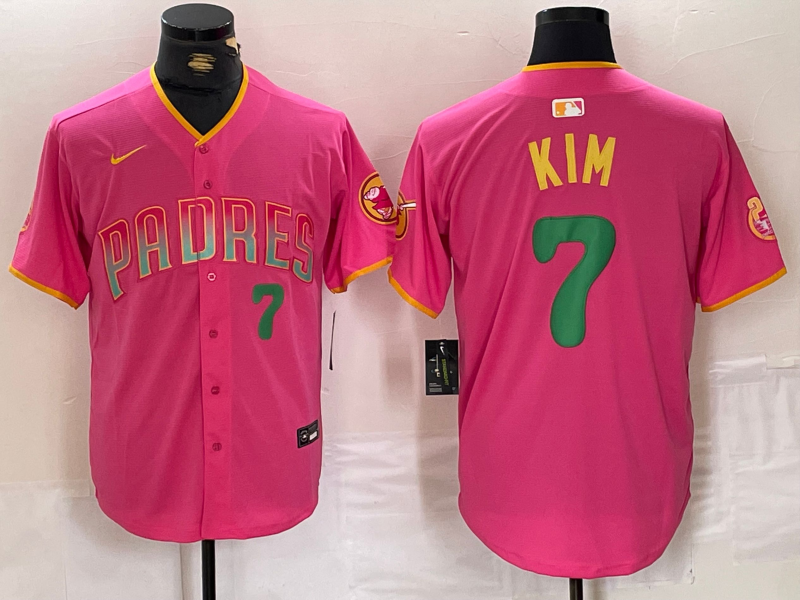 Men's San Diego Padres #7 Ha Seong Kim Pink Player Number Fashion Baseball Jersey