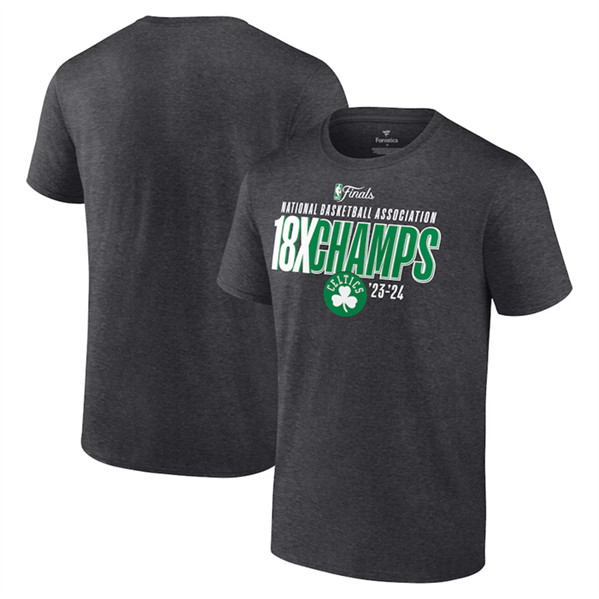 Men's Boston Celtics Heather Charcoal 18-Time Finals Champions Steal the Ball T-Shirt