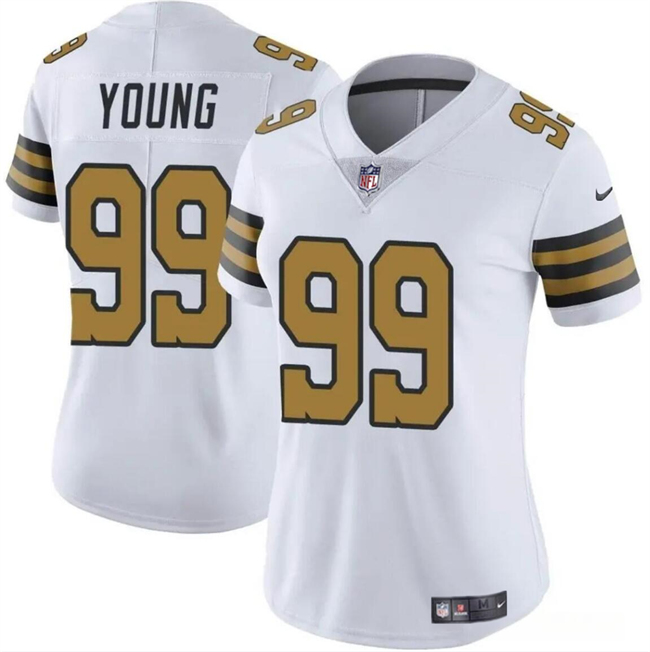 Women's New Orleans Saints #99 Chase Young White Color Rush Vapor Stitched Game Jersey