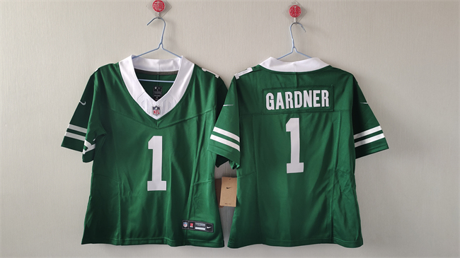 Women's New York Jets #1 Sauce Gardner Green 2024 FU.S.E Vapor Football Stitched Jersey