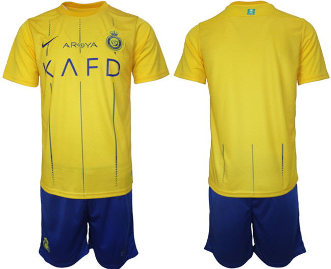 Men's Al Nassr Custom 2023-24 Yellow Away Soccer Jersey Suit