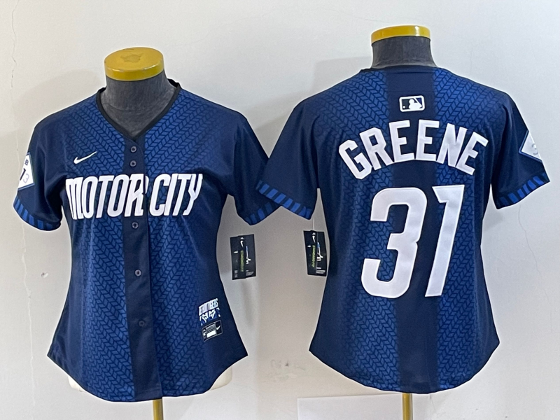 Women's Detroit Tigers #31 Riley Greene 2024 Navy City Connect Cool Base Limited Stitched Jersey