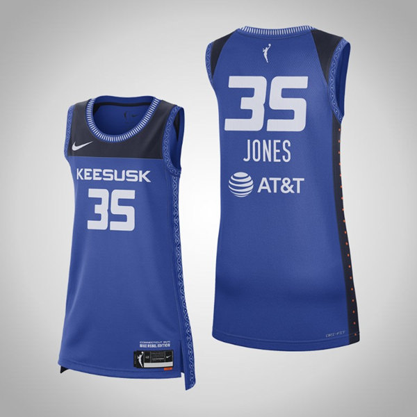 Women's Connecticut Sun #35 Jonquel Jones Royal 2021 Rebel Edition Stitched Jersey