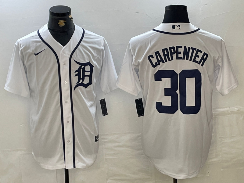 Men's Detroit Tigers #30 Kerry Carpenter White Cool Base Stitched Jersey