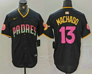 Men's San Diego Padres #13 Manny Machado Black 20th Anniversary Cool Base Stitched Jersey