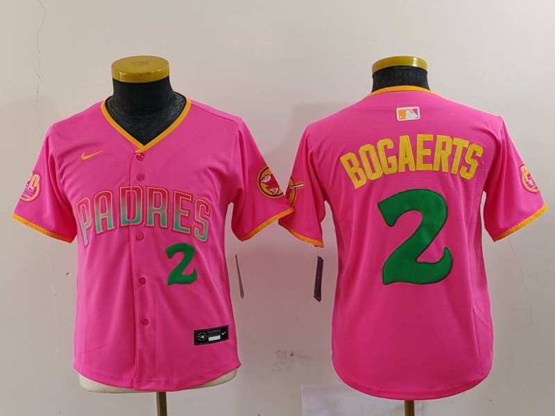 Youth San Diego Padres #2 Xander Bogaerts Pink Player Number Fashion Baseball Jersey