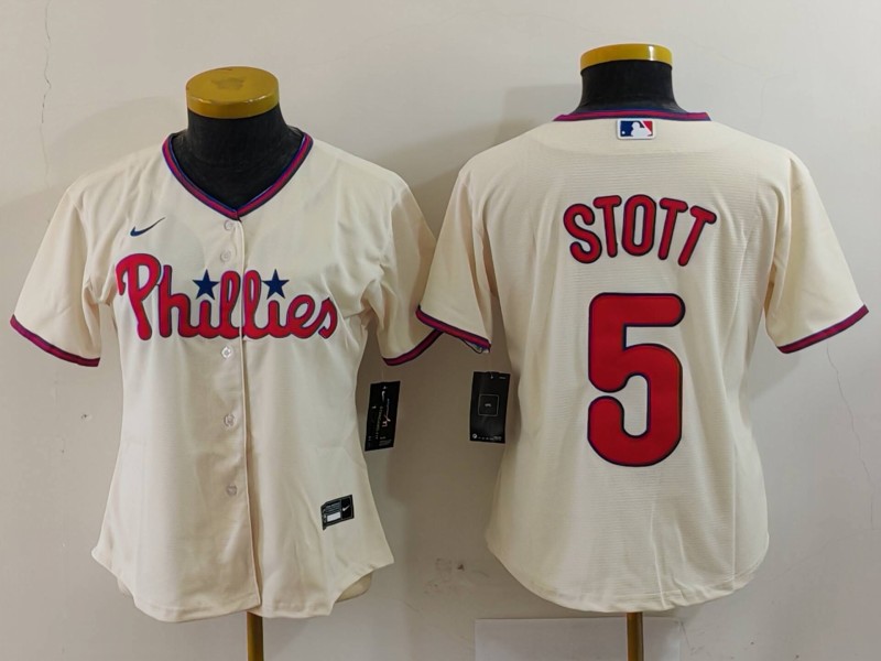 Women's Philadelphia Phillies #5 Bryson Stott Cream Cool Base Jersey