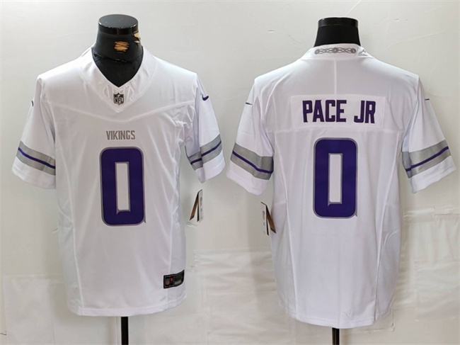 Men's Minnesota Vikings #0 Ivan Pace Jr White Alternate Vapor FUSE Limited Stitched Jersey