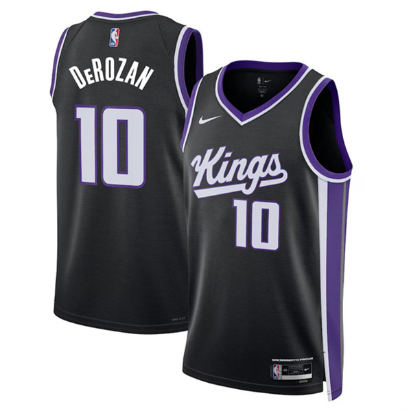 Men's Sacramento Kings #10 DeMar DeRozan Black Icon Edition Swingman Stitched Basketball Jersey