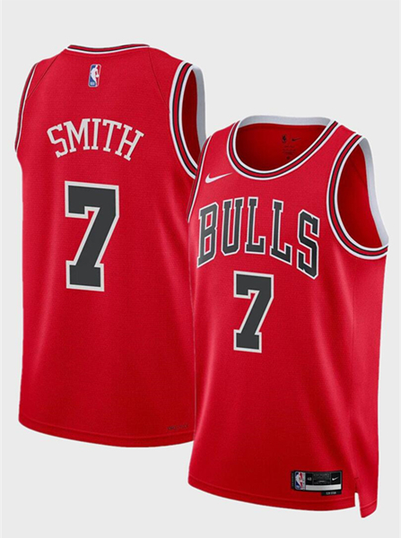 Men's Chicago Bulls #7 Jalen Smith Red 2024 Icon Edition Stitched Basketball Jersey