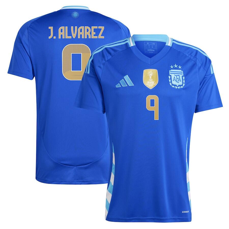 Men's Argentina #9 Julián álvarez 2024 Blue Away Soccer Jersey