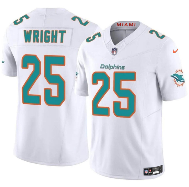 Men's Miami Dolphins #25 Jaylen Wright White 2024 F.U.S.E Vapor Limited Football Stitched Jersey