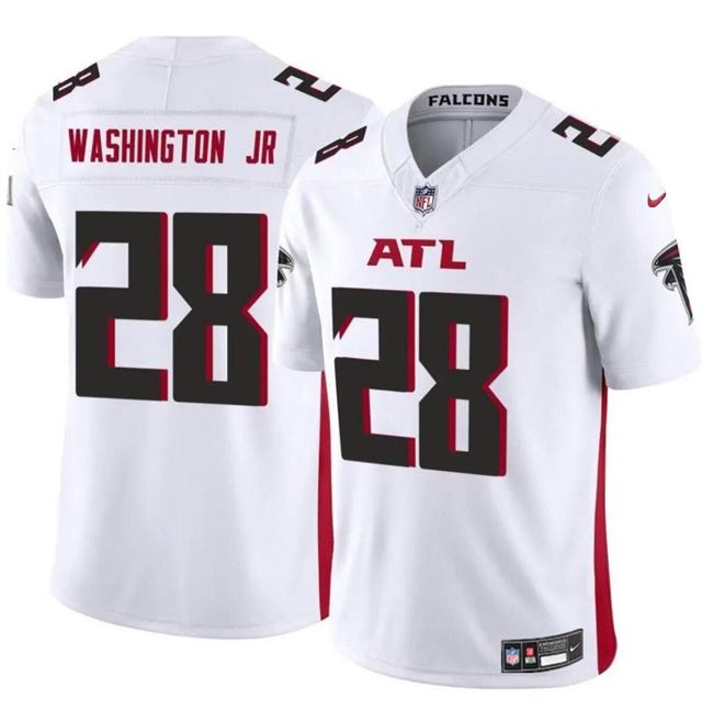 Men's Atlanta Falcons #28 Carlos Washington Jr White 2024 F.U.S.E Vapor Untouchable Limited Football Stitched Jersey