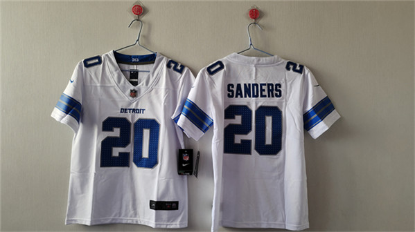 Women's Detroit Lions #20 Barry Sanders White Vapor Football Stitched Jersey(Run Smaller)