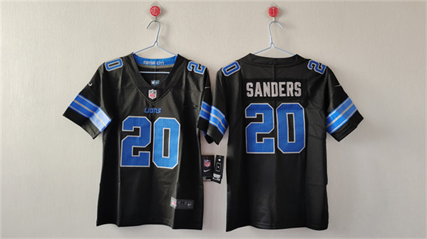 Women's Detroit Lions #20 Barry Sanders Black Vapor Football Stitched Jersey(Run Smaller)