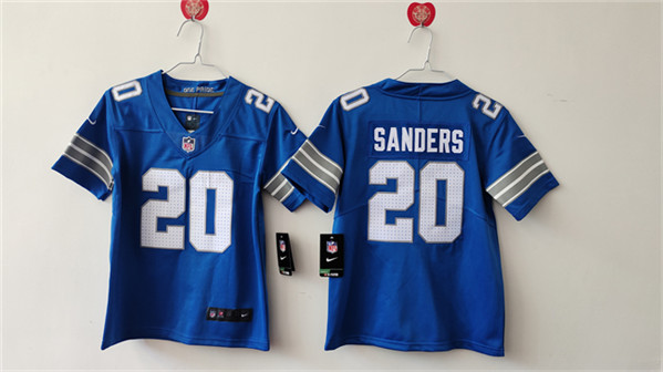 Women's Detroit Lions #20 Barry Sanders Blue Vapor Football Stitched Jersey(Run Smaller)