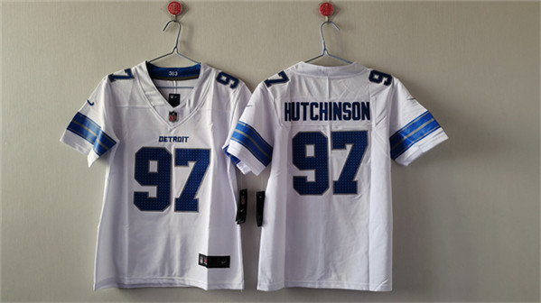 Women's Detroit Lions #97 Aidan Hutchinson White Vapor Football Stitched Jersey(Run Smaller)