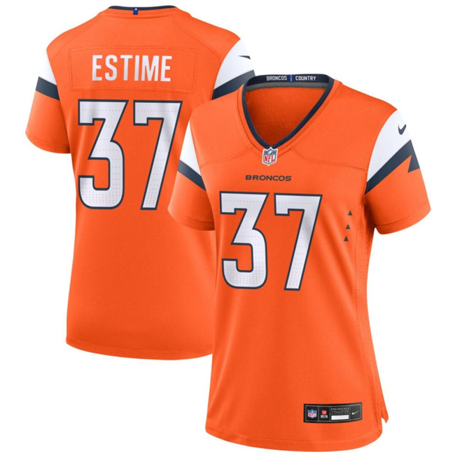 Women's Denver Broncos #37 Audric Estime Orange 2024 Football Stitched Jersey(Run Small)