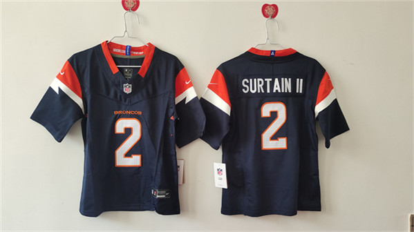 Women's Denver Broncos #2 Pat Surtain II Navy 2024 F.U.S.E. Vapor Stitched Jersey(Run Small)