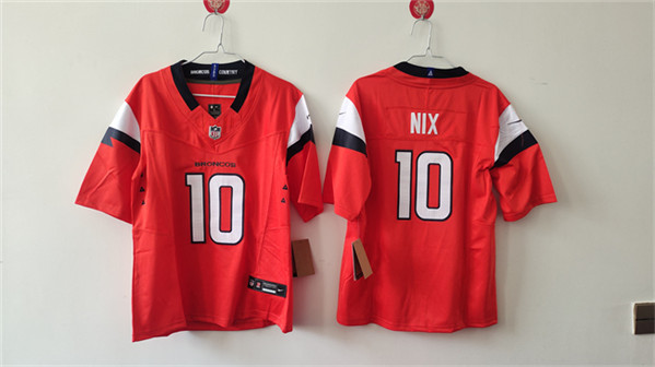 Women's Denver Broncos #10 Bo Nix Orange 2024 F.U.S.E. Alternate Stitched Jersey(Run Small)