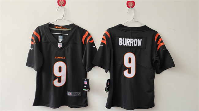 Women's Cincinnati Bengals #9 Joe Burrow Black Vapor Football Stitched Jersey(Run Small)