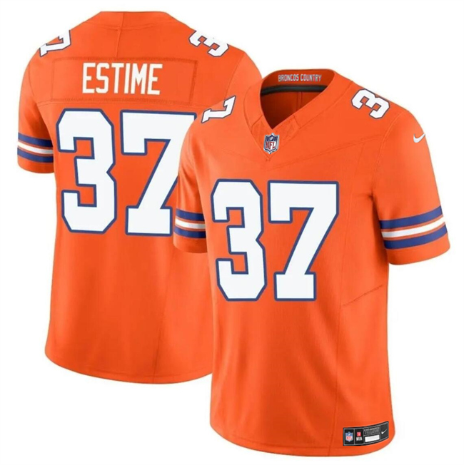 Men's Denver Broncos #37 Audric Estime Orange F.U.S.E. Mile High Collection 1977 Throwback Vapor Limited Football Stitched Jersey