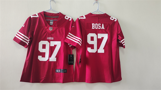 Women's San Francisco 49ers #97 Nick Bosa Red Vapor Football Stitched Jersey(Run Small)