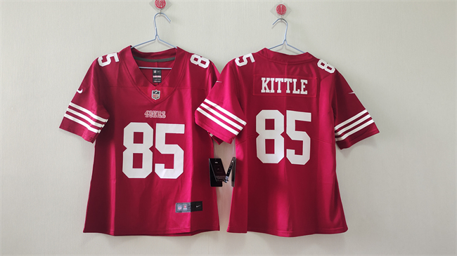 Women's San Francisco 49ers #85 George Kittle Red Vapor Football Stitched Jersey(Run Small)