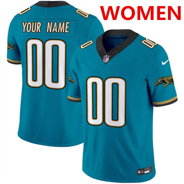 Women's Jacksonville Jaguars Active Player Custom Teal 2024 F.U.S.E. Prowler Throwback Vapor Limited Stitched Football Jersey