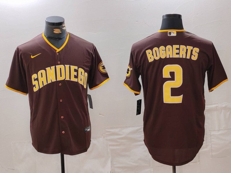 Men's San Diego Padres #2 Xander Bogaerts Brown Cool Base Stitched Jersey