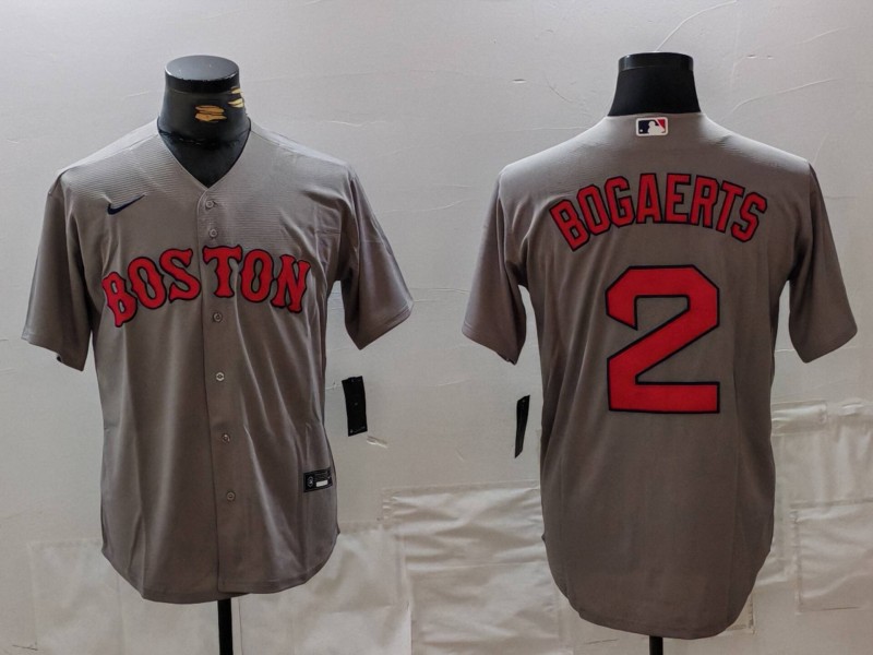 Men's Boston Red Sox #2 Xander Bogaerts Grey Cool Base Stitched Jersey