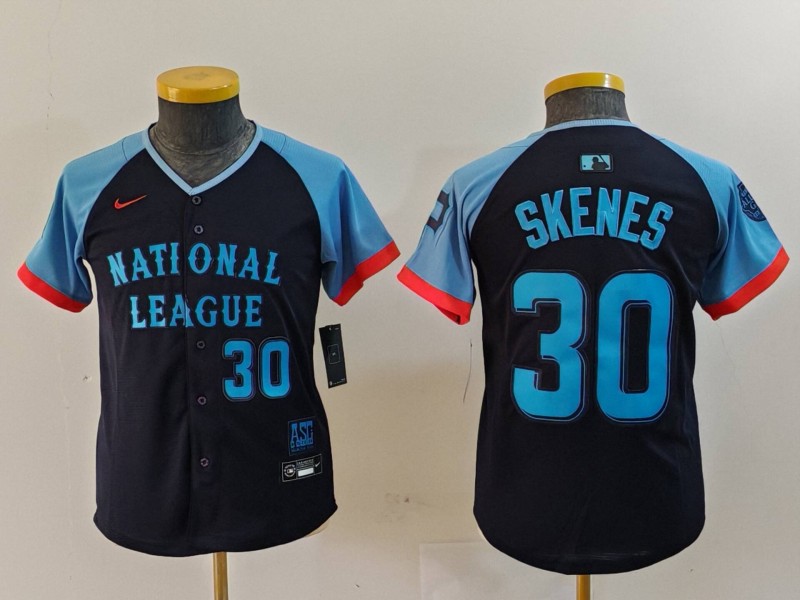 Youth Pittsburgh Pirates #30 Paul Skenes Number Navy 2024 All Star Limited Stitched Jerseys