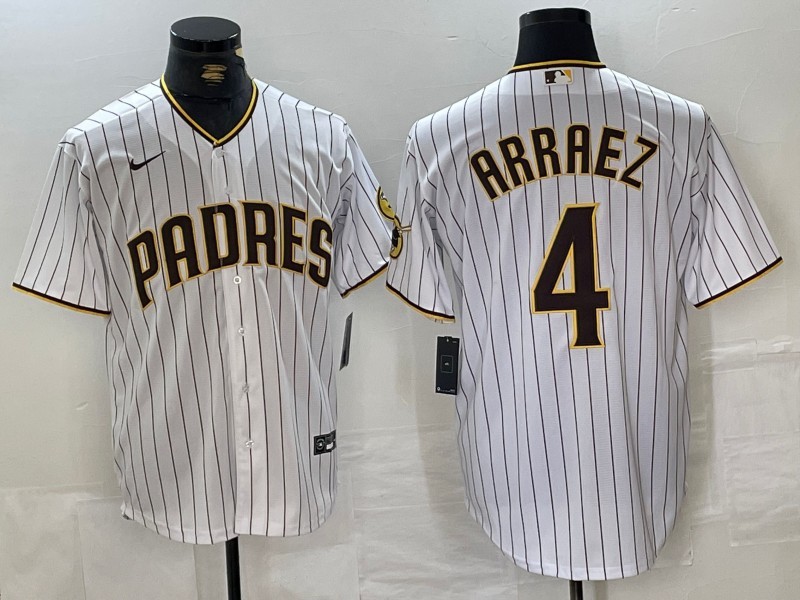 Men's San Diego Padres #4 Luis Arraez White Cool Base Stitched Jersey