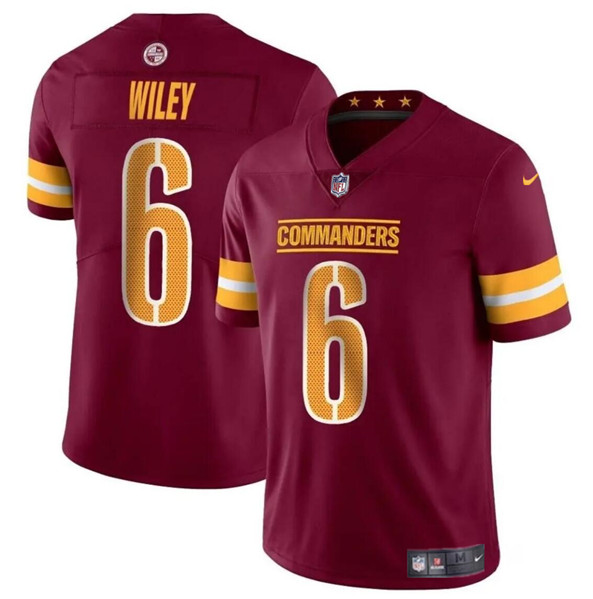 Men's Washington Commanders #6 Michael Wiley Burgundy 2024 Vapor Limited Football Stitched Jersey